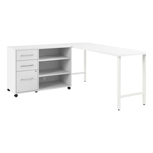 Scranton & Co Engineered Wood 72W x 24D Computer Desk with Storage in White