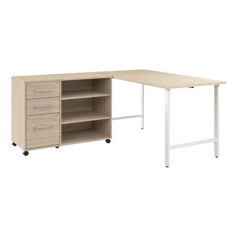 Scranton & Co Wood 60W x 30D Computer Desk with Storage in Natural Elm
