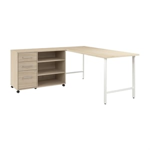 Scranton & Co Wood 72W x 30D Computer Desk with Storage in Natural Elm