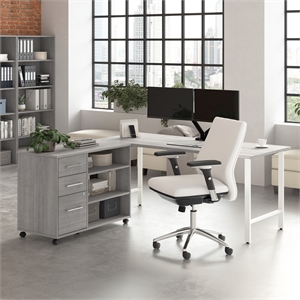 Scranton & Co Engineered Wood 72W x 30D Computer Desk with Storage in Gray