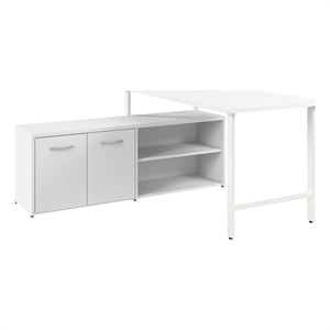 Scranton & Co Engineered Wood 60W Computer Desk with Storage Cabinet in White
