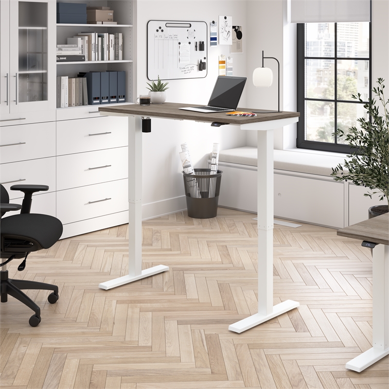 Scranton & Co Engineered Wood 48W Adjustable Standing Desk in Modern Hickory