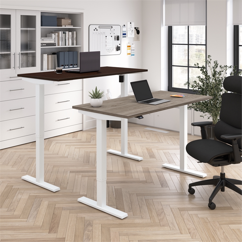 Scranton & Co Engineered Wood 48W Adjustable Standing Desk in Mocha Cherry