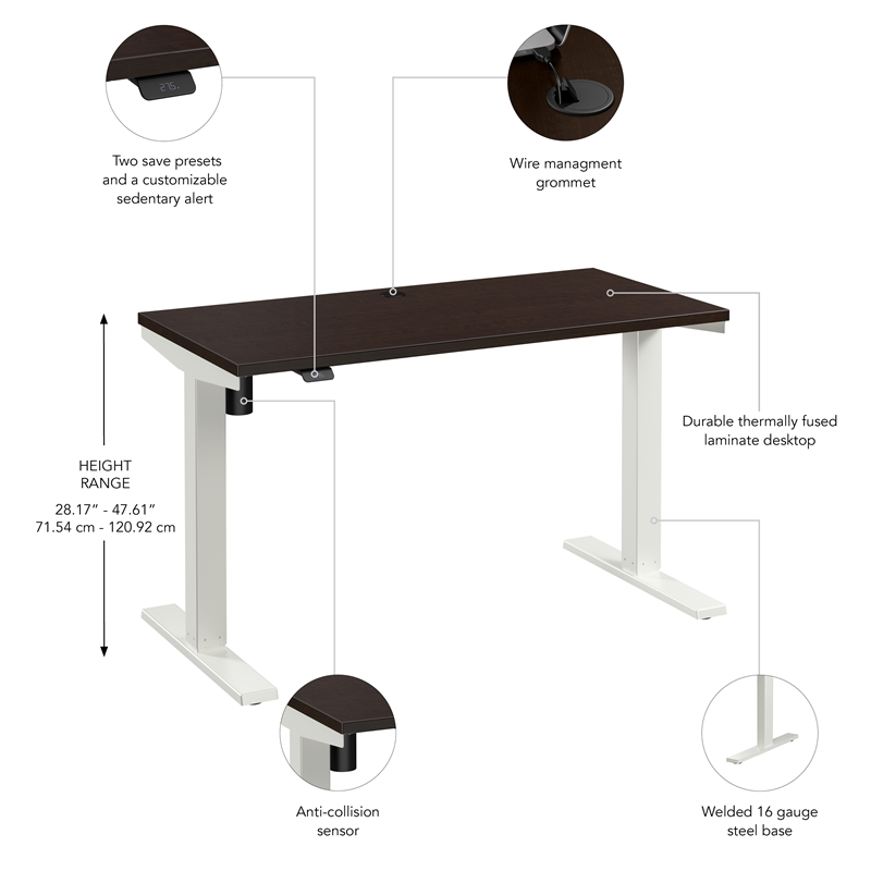 Scranton & Co Engineered Wood 48W Adjustable Standing Desk in Mocha Cherry