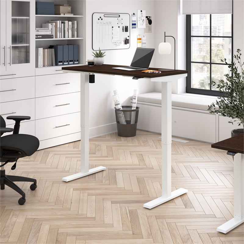 Scranton & Co Engineered Wood 48W Adjustable Standing Desk in Mocha Cherry