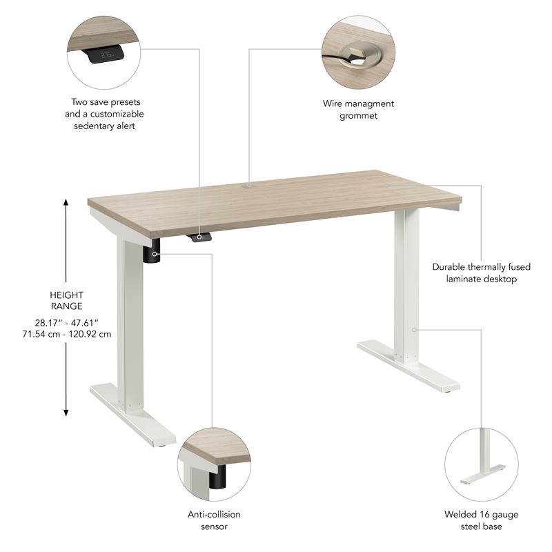 Scranton & Co Engineered Wood 48W Adjustable Standing Desk in Natural Elm