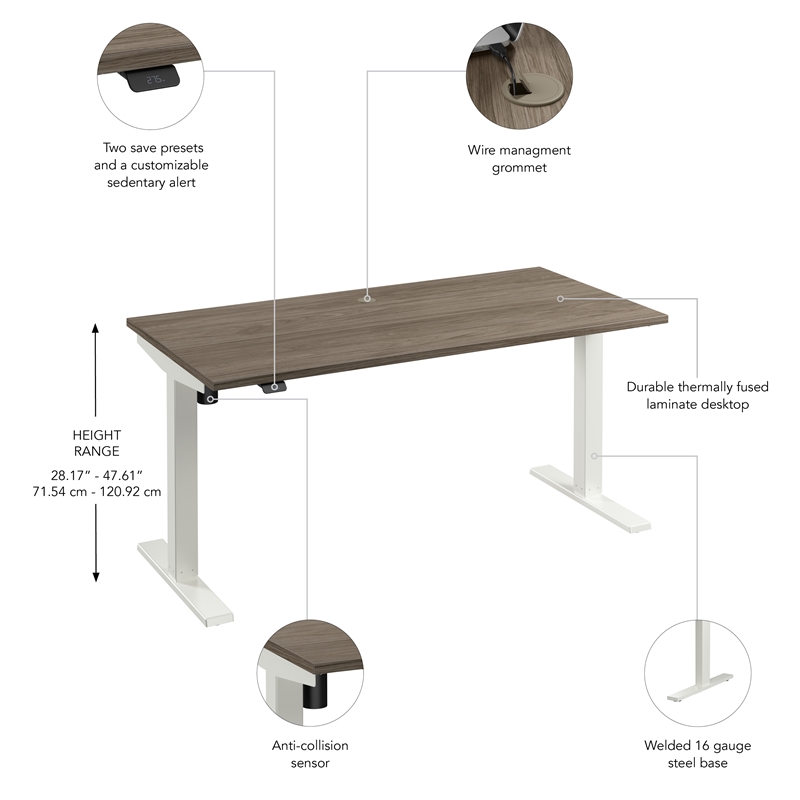 Scranton & Co Engineered Wood 60W Adjustable Standing Desk in Modern Hickory