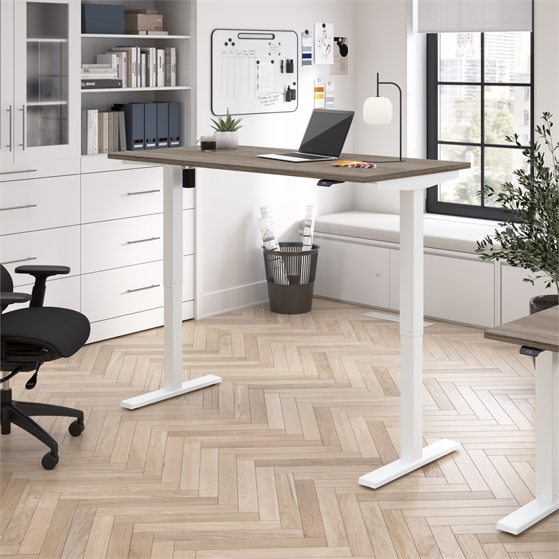 Scranton & Co Engineered Wood 60W Adjustable Standing Desk in Modern Hickory