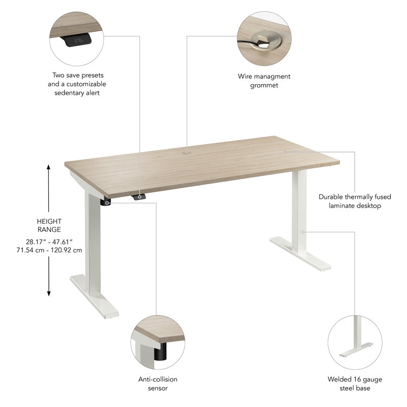 Scranton & Co Engineered Wood 60W Adjustable Standing Desk in Natural Elm