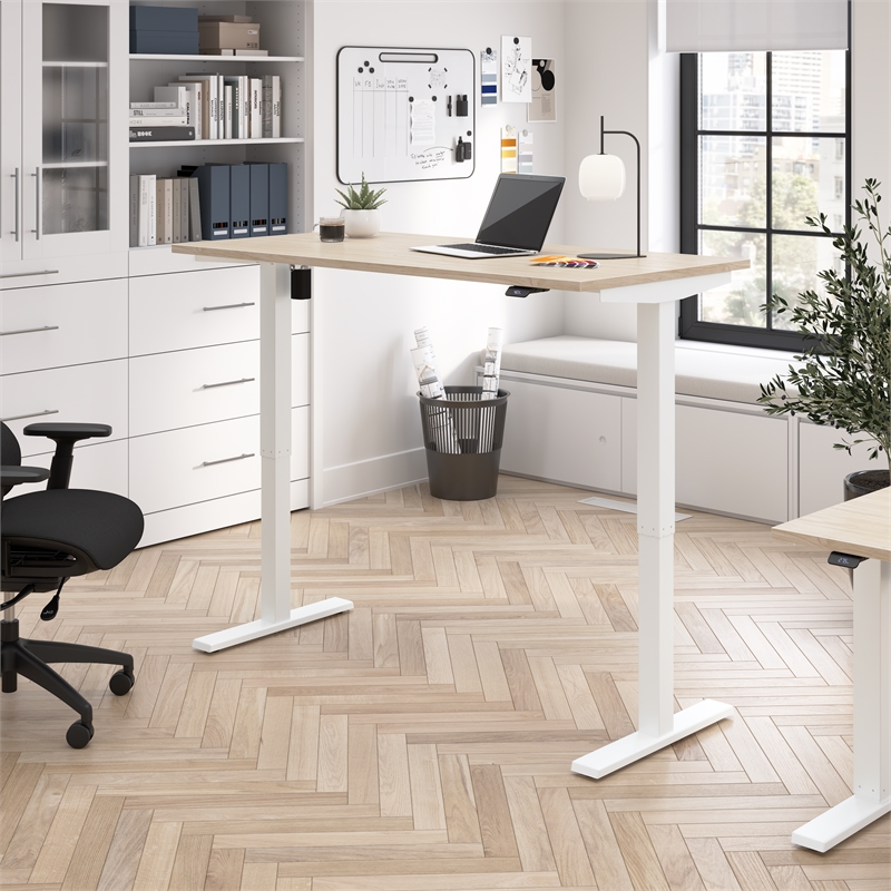 Scranton & Co Engineered Wood 60W Adjustable Standing Desk in Natural Elm