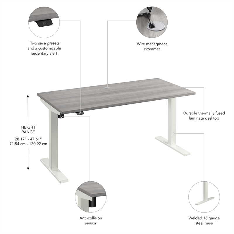 Scranton & Co Engineered Wood 60W Adjustable Standing Desk in Platinum Gray