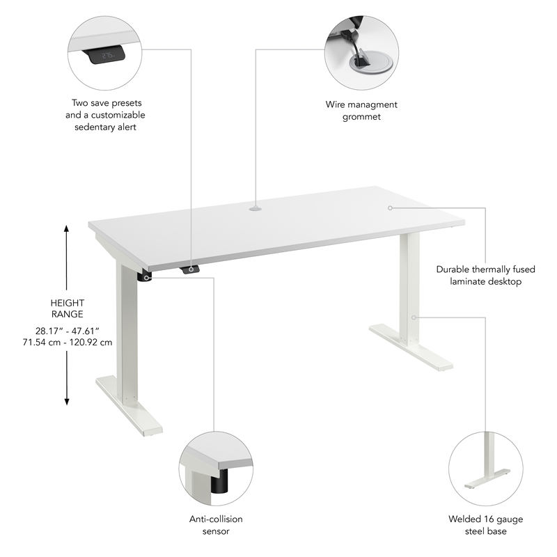 Scranton & Co Engineered Wood 60W Adjustable Standing Desk in White