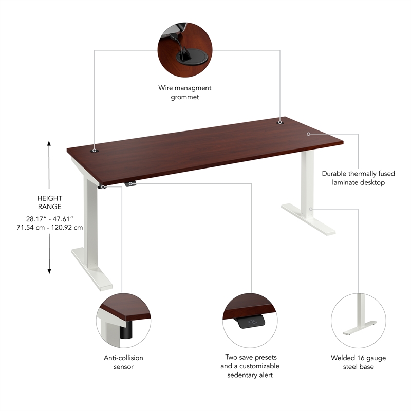 Scranton & Co Engineered Wood 72W Adjustable Standing Desk in Hansen Cherry