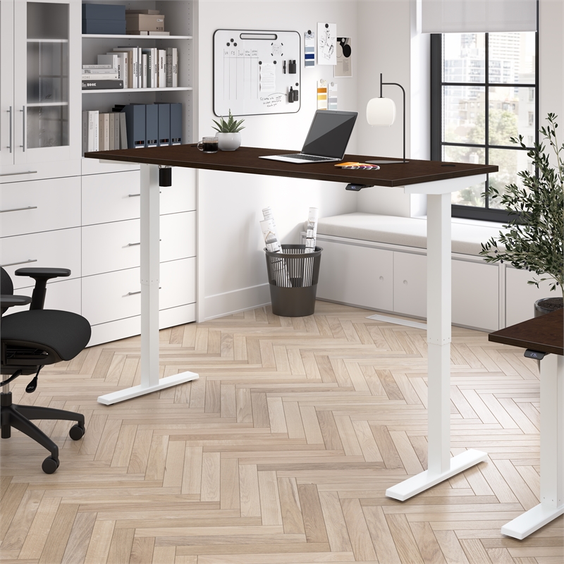 Scranton & Co Engineered Wood 72W Adjustable Standing Desk in Mocha Cherry