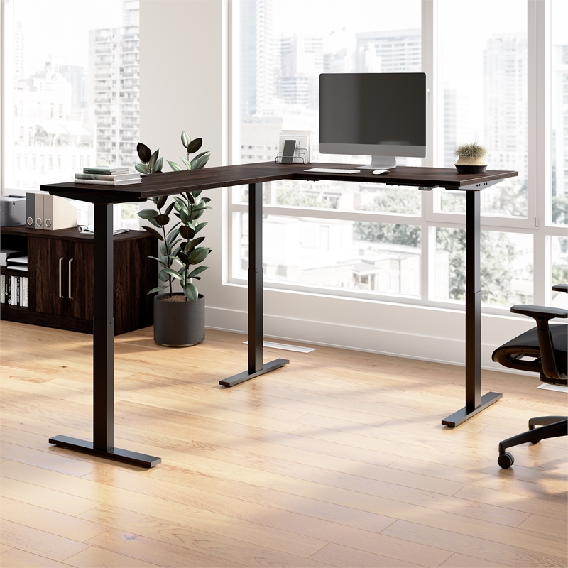 Scranton & Co Engineered Wood 60W L-Shaped Standing Desk in Black Walnut