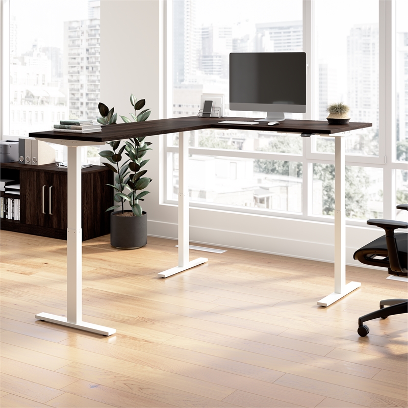 Scranton & Co Engineered Wood 60W L-Shaped Standing Desk in Black Walnut