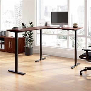 Scranton & Co Engineered Wood 60W L-Shaped Standing Desk in Hansen Cherry