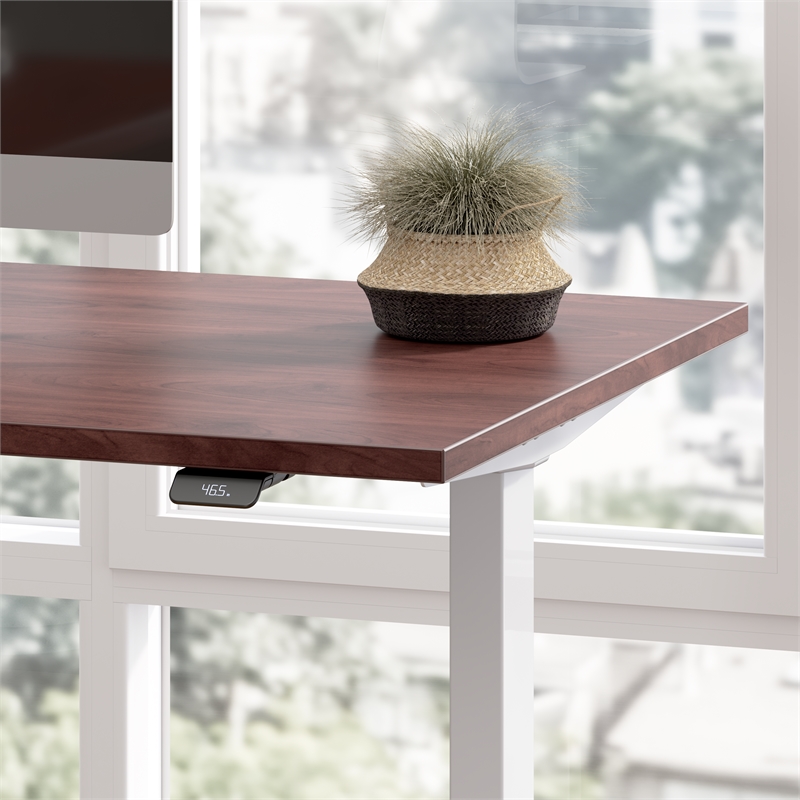 Scranton & Co Engineered Wood 60W L-Shaped Standing Desk in Hansen Cherry