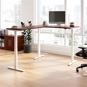 Scranton & Co Engineered Wood 60W L-Shaped Standing Desk in Hansen Cherry
