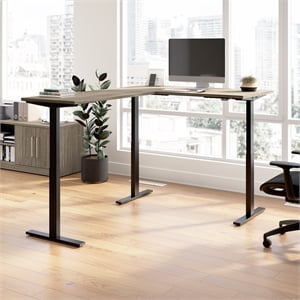 Scranton & Co Engineered Wood 60W L-Shaped Standing Desk in Modern Hickory