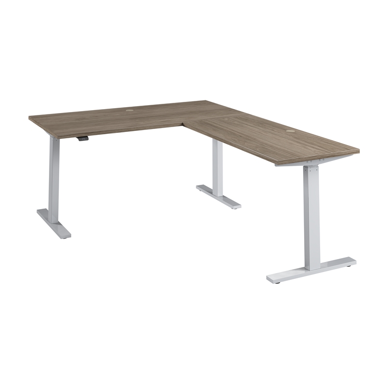 Scranton & Co Engineered Wood 60W L-Shaped Standing Desk in Modern Hickory