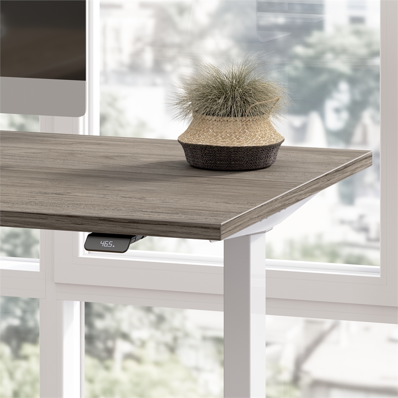 Scranton & Co Engineered Wood 60W L-Shaped Standing Desk in Modern Hickory