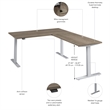 Scranton & Co Engineered Wood 60W L-Shaped Standing Desk in Modern Hickory