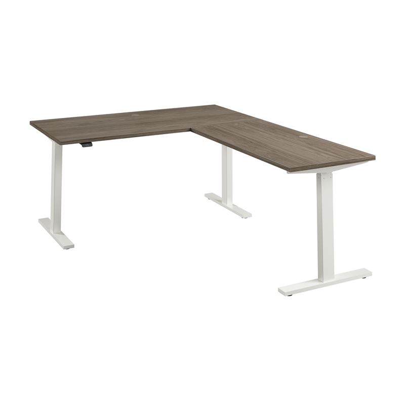 Scranton & Co Engineered Wood 60W L-Shaped Standing Desk in Modern Hickory