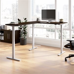 Scranton & Co Engineered Wood 60W L-Shaped Standing Desk in Mocha Cherry