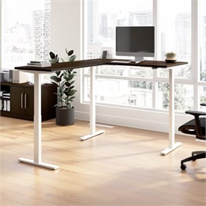 Scranton & Co Engineered Wood 60W L-Shaped Standing Desk in Mocha Cherry