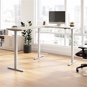Scranton & Co Engineered Wood 60W L-Shaped Standing Desk in Natural Elm