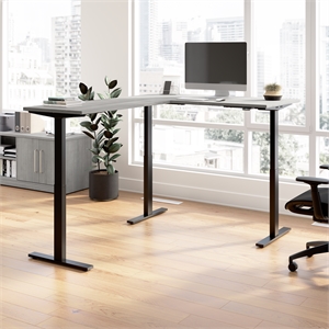 Scranton & Co Engineered Wood 60W L-Shaped Standing Desk in Platinum Gray