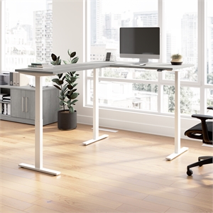 Scranton & Co Engineered Wood 60W L-Shaped Standing Desk in Platinum Gray