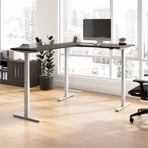 Scranton & Co Engineered Wood 60W L-Shaped Standing Desk in Storm Gray
