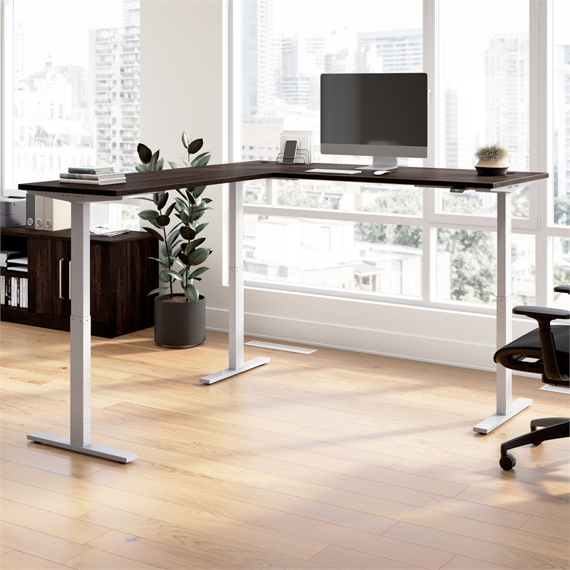 Scranton & Co Engineered Wood 72W L-Shaped Standing Desk in Black Walnut