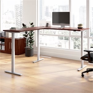Scranton & Co Engineered Wood 72W L-Shaped Standing Desk in Hansen Cherry