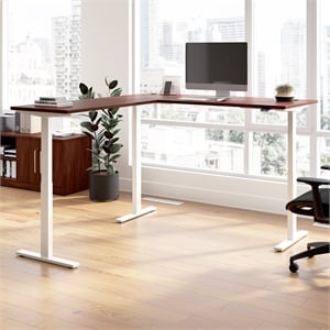 Scranton & Co Engineered Wood 72W L-Shaped Standing Desk in Hansen Cherry