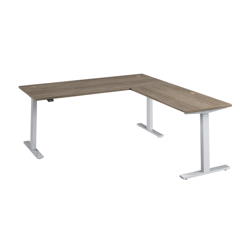Scranton & Co Engineered Wood 72W L-Shaped Standing Desk in Modern Hickory