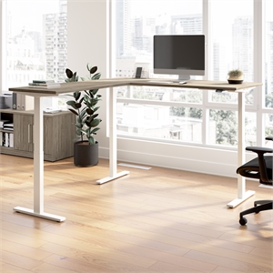 Scranton & Co Engineered Wood 72W L-Shaped Standing Desk in Modern Hickory
