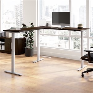 Scranton & Co Engineered Wood 72W L-Shaped Standing Desk in Mocha Cherry