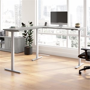 Scranton & Co Engineered Wood 72W L-Shaped Standing Desk in Platinum Gray