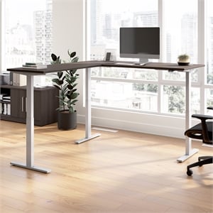 Scranton & Co Engineered Wood 72W L-Shaped Standing Desk in Storm Gray