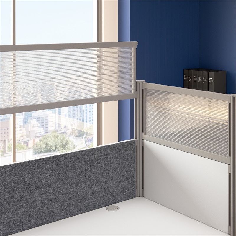 Scranton & Co Wood 6 Person Office Cubicle Desk with Hig