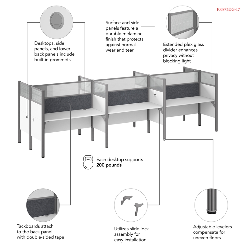 Scranton & Co Wood 6 Person Office Cubicle Desk with Hig