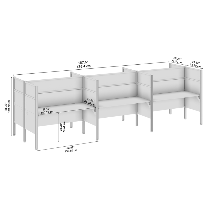 Scranton & Co Wood 6 Person Office Cubicle Desk with Hig