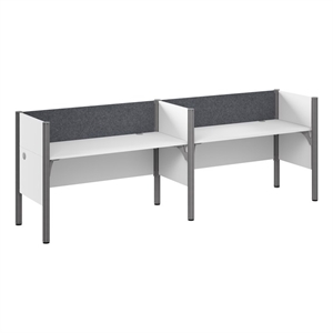 Scranton & Co Wood Double Cubicle Desk with Low Privacy Panels in White