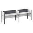 Scranton & Co Wood Double Cubicle Desk with Low Privacy Panels in White