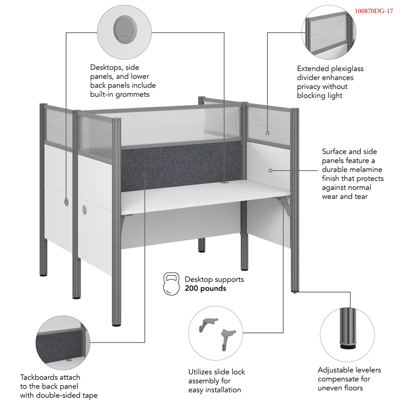 Scranton & Co Wood 2 Person Office Cubicle Desk with Hig