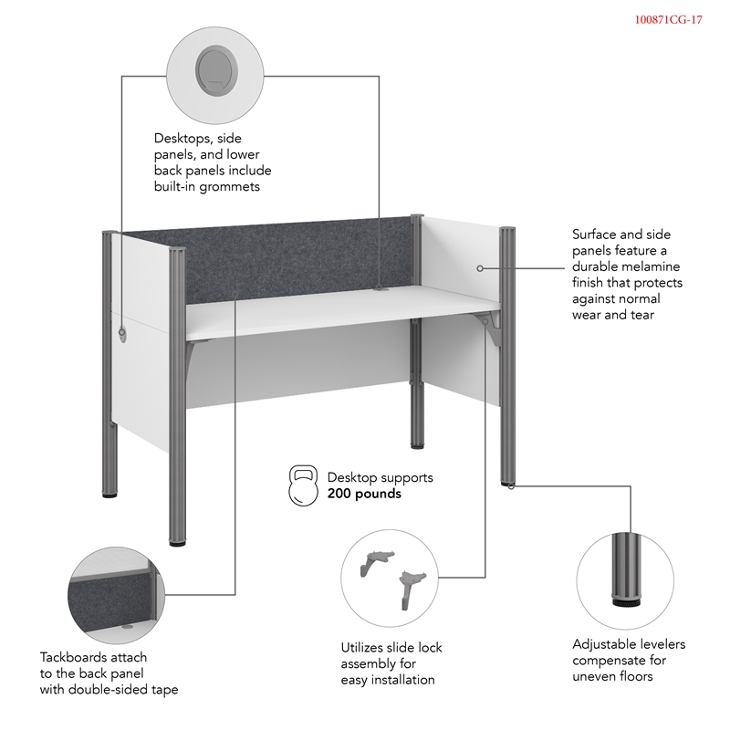 Scranton & Co Wood Single Cubicle Desk with Low Privacy Panels in White