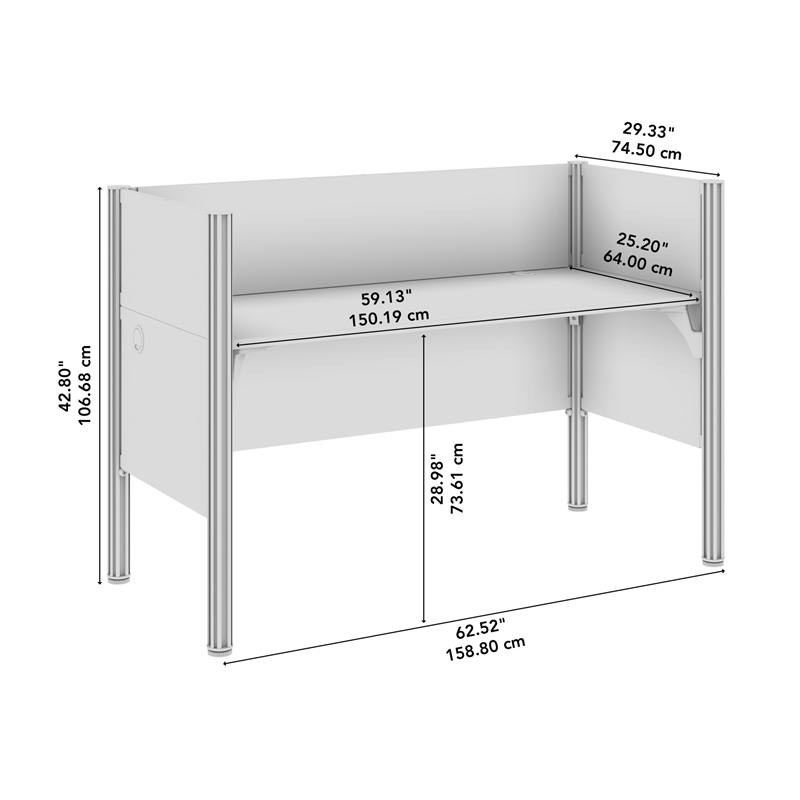 Scranton & Co Wood Single Cubicle Desk with Low Privacy Panels in White
